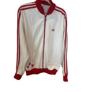 Adidas Tokyo White Red Rainbow Graphic Track Jacket Womens XL Retro Streetwear